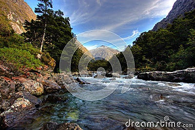 Mountain and river scenery Stock Photo