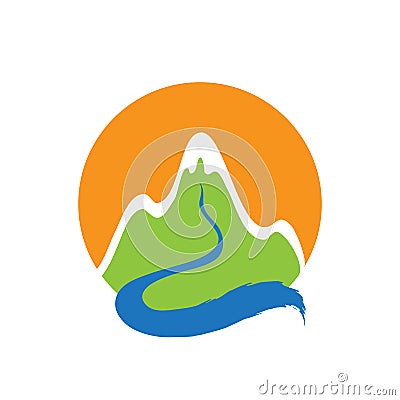 Mountain and river, vector logo Vector Illustration