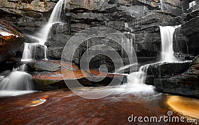 Mountain river waterfall, rocks and clean water Stock Photo