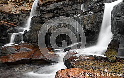 Mountain river waterfall, rocks and clean water Stock Photo