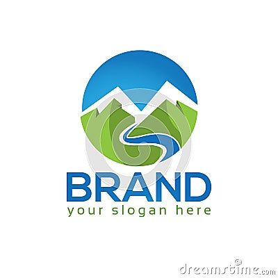 Mountain and rivers logo template, vector icon. Vector Illustration