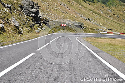 Mountain road curve to right Stock Photo