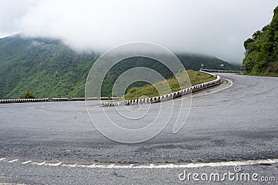 Mountain road on Hai Van pass in Hue Stock Photo