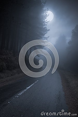 Mountain road at night Stock Photo