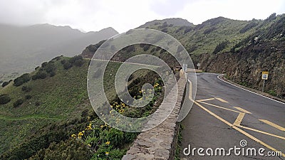 Mountain road with a slope Stock Photo