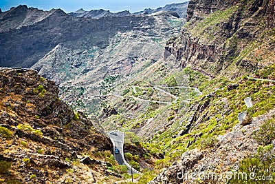 Mountain road to Masca village in Teno Mountains, Tenerife, Spa Stock Photo