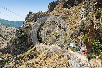 Mountain road and tunnel Crete Editorial Stock Photo