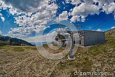 Mountain ropeway in Georgia Stock Photo