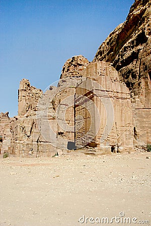 Mountain and sand landscape in Petra Jordan Stock Photo