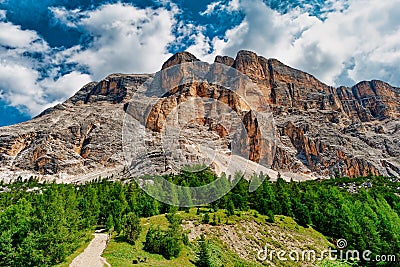 Mountain Sasso di Santa Croce translated Stone of Saint Cross in the Dolomites Italy Stock Photo