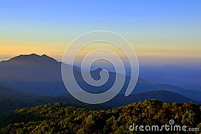Mountain scene in north of Thailand Stock Photo