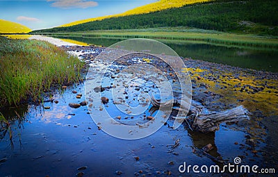 Mountain scenery with lake Stock Photo