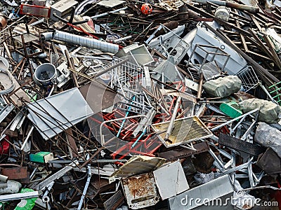 Mountain of scrap metal - predominantly ferrous metals Stock Photo