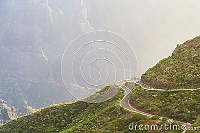 Mountain serpentine for the highway. The concept of dangerous or difficult road conditions Stock Photo