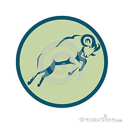 Mountain Sheep Jumping Circle Icon Vector Illustration