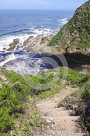 Mountain shore path Stock Photo