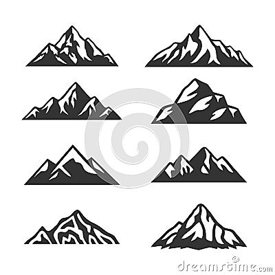 Mountain Silhouette Clip art set Vector Illustration