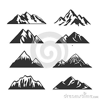 Mountain Silhouette Clip art set Vector Illustration