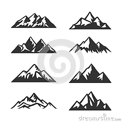 Mountain Silhouette Clip art vector set Vector Illustration
