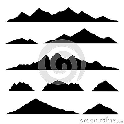 Mountain silhouette. Isolated set elements mountain landscape. Vector illustration. Vector Illustration
