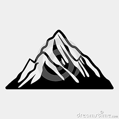 Mountain silhouette - vector icon. Rocky peaks. Mountains ranges. Black and white mountain icon Vector Illustration