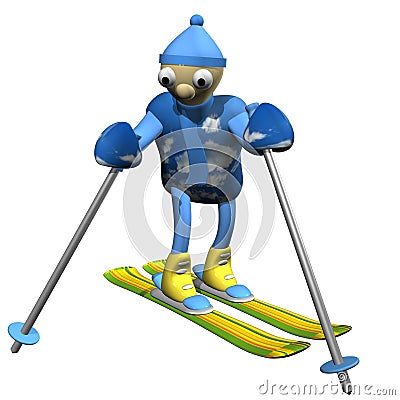 The mountain skier costs on mountain skiing, 3d Stock Photo