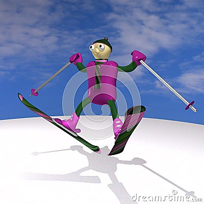 The mountain skier jumps on mountain skiing Stock Photo