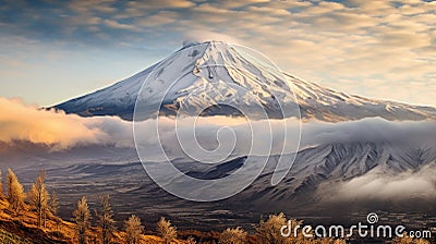 a mountain with snow on top Stock Photo
