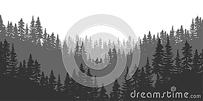 Mountain spruce forest. Vector illustration. Stock image. Vector Illustration