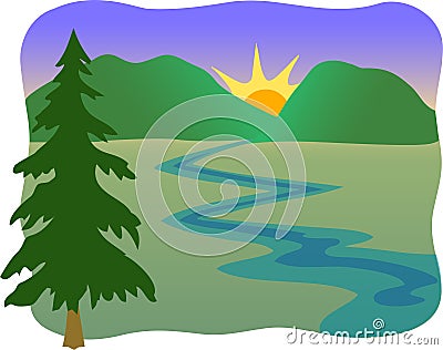 Mountain stream/eps Vector Illustration