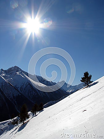 Mountain sun Stock Photo