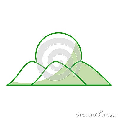 Mountain with sun drawing Vector Illustration