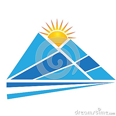 Mountains sun logo Vector Illustration