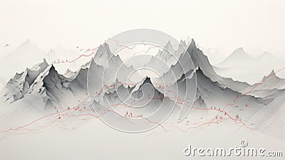 Whimsical Mountain Landscape With Realistic And Detailed Renderings Stock Photo
