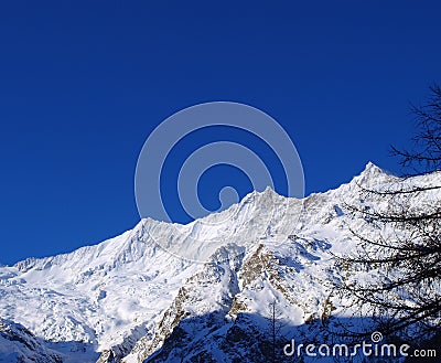 Mountain tops in Saas Fee Stock Photo