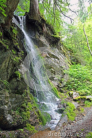 Mountain torrent with cascade, german landscape Stock Photo