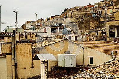 Mountain town Caltabellotta (Sicily, Italy) in the Stock Photo