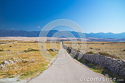 Mountain track in Beautiful scenery Pag Island, Croatia Stock Photo