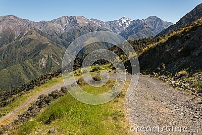 Mountain track in Kaikoura Ranges Stock Photo