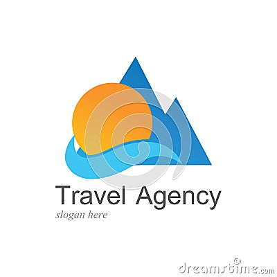 Mountain travel beach logo Stock Photo