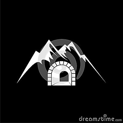 Mountain tunnel icon isolated on dark background Vector Illustration