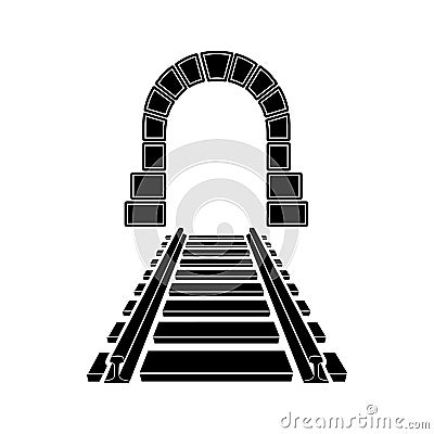 Mountain tunnel and railroad icon, simple style Vector Illustration