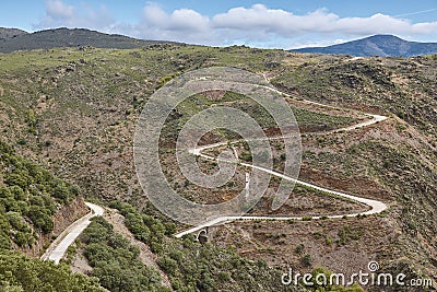 Mountain twisty road. Travel and tourism background. Driving Stock Photo