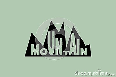 Mountain typography logo on mount background. Vector Illustration