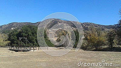 Mountain Valley Bridge Stock Photo