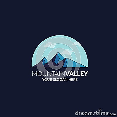 Mountain valley logo. Vector and illustration design. Cartoon Illustration