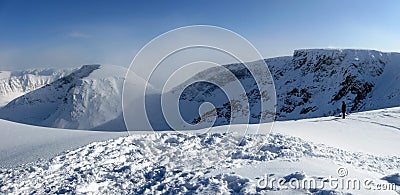 Mountain valley in winter under snow, hibiny, russia Stock Photo