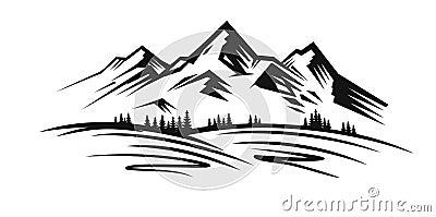 Mountain vector black Vector Illustration