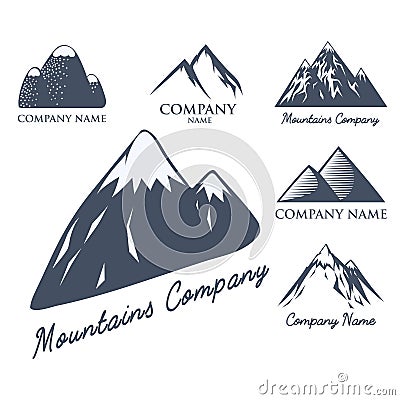 Mountain vector silhouette nature outdoor rocky snow ice top decorative landscape travel climbing hill peak hiking Vector Illustration