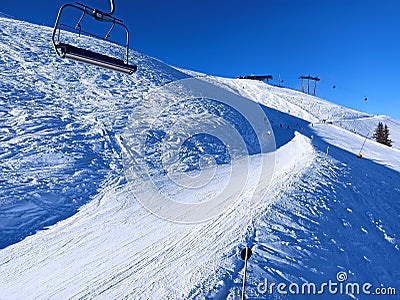 Ski slopes in Austrian Alps Stock Photo